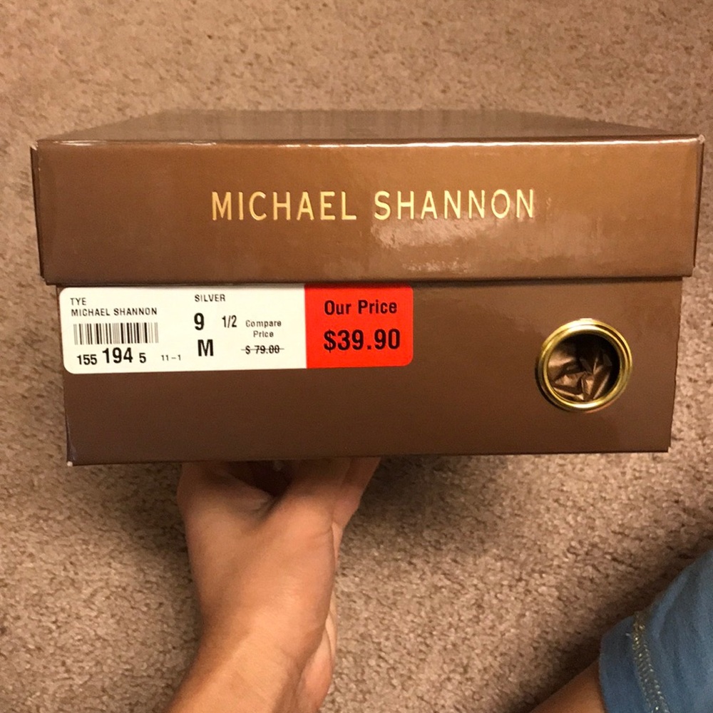 Michael Shannon Sparkling Silver Open-Toe Heels - image 6